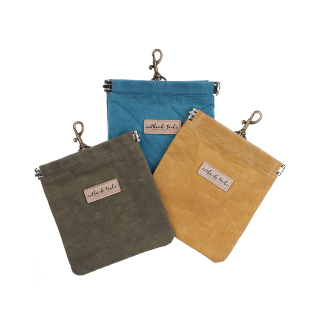 Waxed Canvas Treat Pouch - Blue