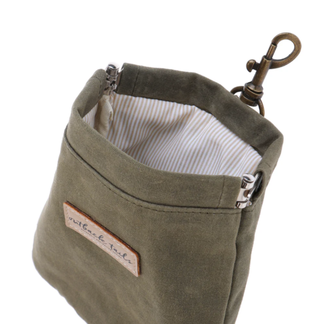 Waxed Canvas Treat Pouch - Green