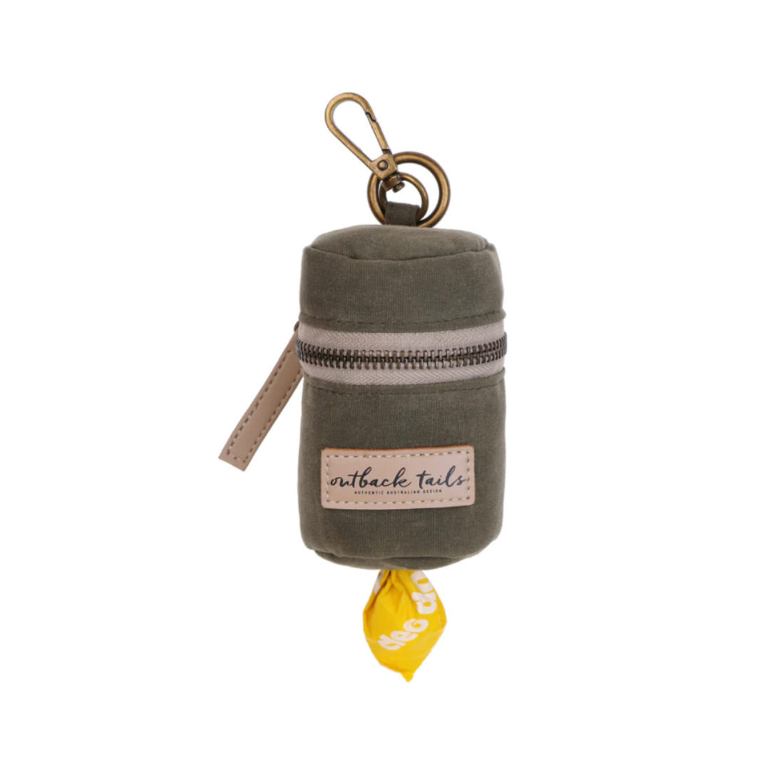 Waxed Canvas Poo Bag Holder - Green