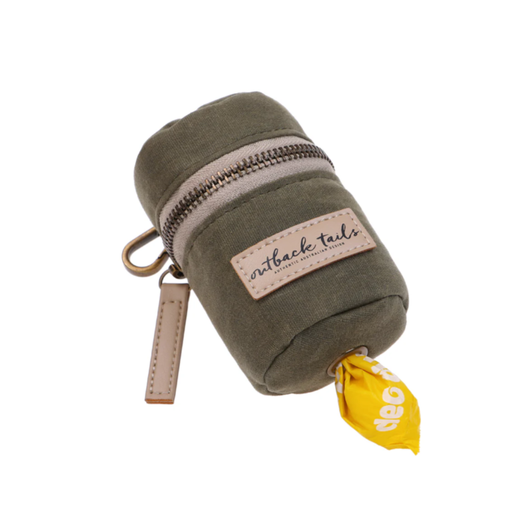 Waxed Canvas Poo Bag Holder - Green