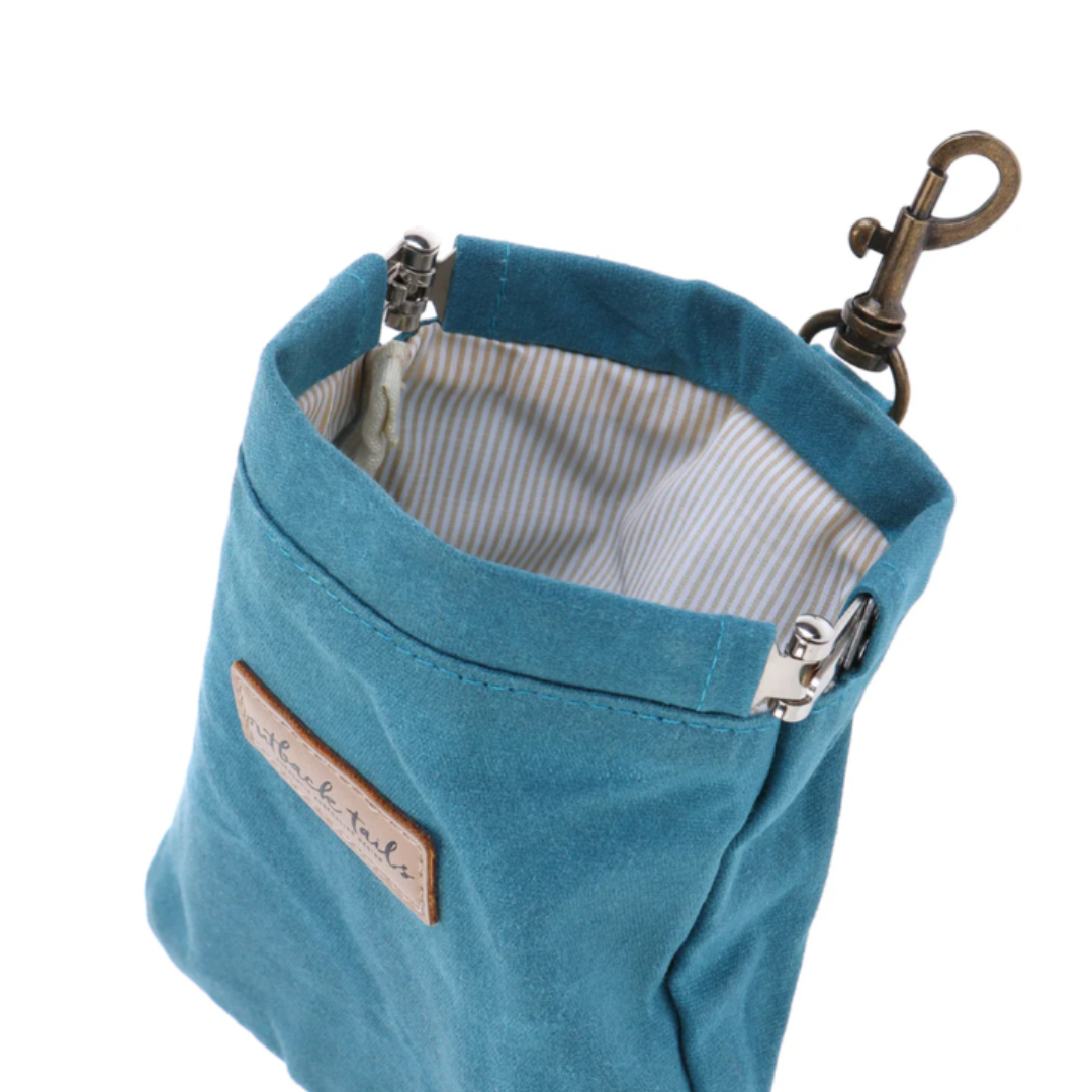 Waxed Canvas Treat Pouch - Blue