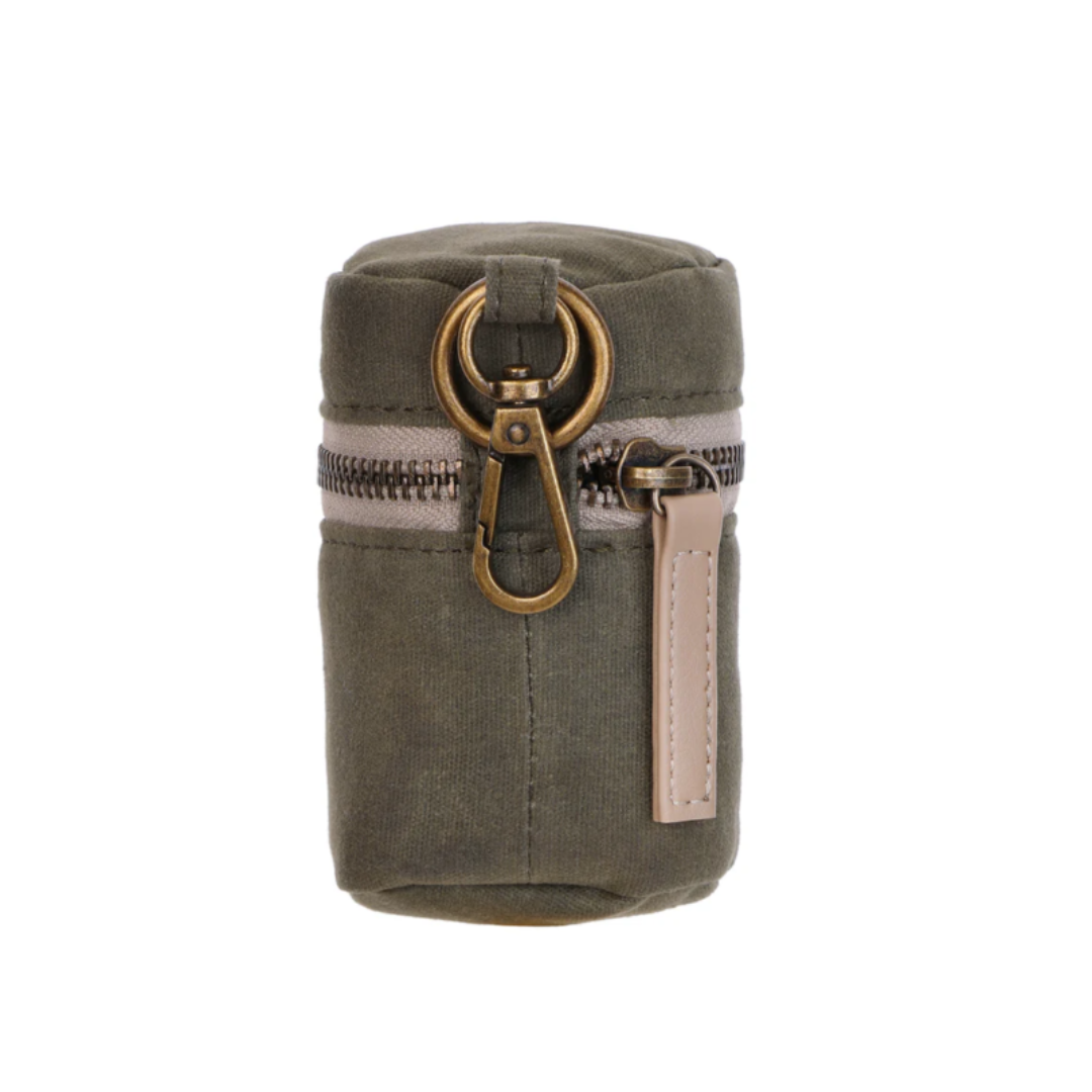 Waxed Canvas Poo Bag Holder - Green
