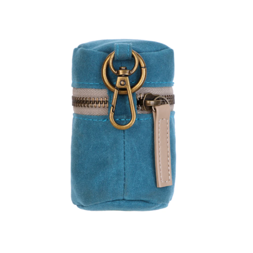 Waxed Canvas Poo Bag Holder - Blue