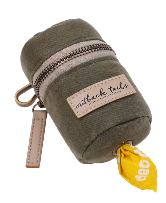 Outback Tails Waxed Canvas Poo Bag Holder - Clay