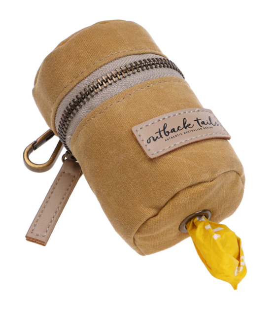 Outback Tails Waxed Canvas Poo Bag Holder - Clay