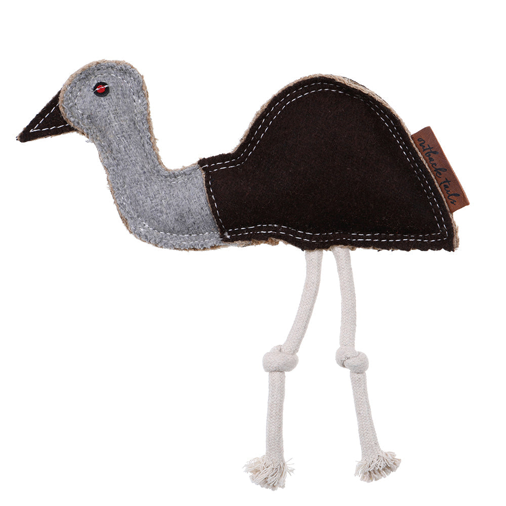 Eco friendly toy Ernie Emu by outback tails on a white background